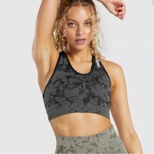 Gymshark Charcoal and Black Patterned Sports Bra